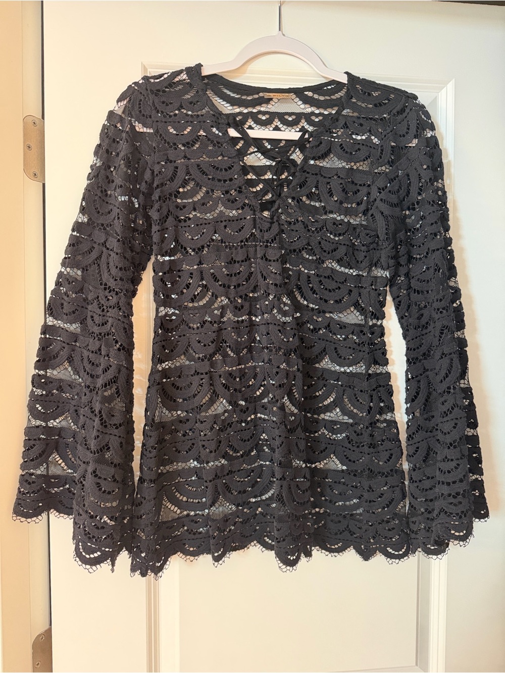 Pilyq Black Crochet Lace Overlay Tunic